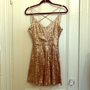 Gold Sequin Mini Dress
